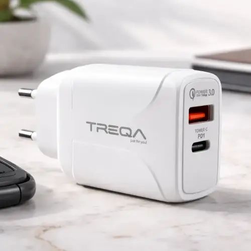 CARGADOR CARGA RÁPIDA TREQA USB + TIPO C 3.0A 100-240V ABS - imagen 2