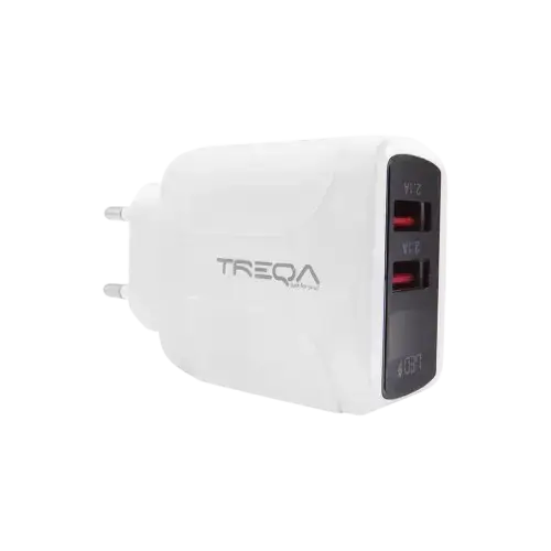 CARGADOR TREQA 2xUSB CON DISPLAY 5V 3.1A 100-240V ABS - imagen 1