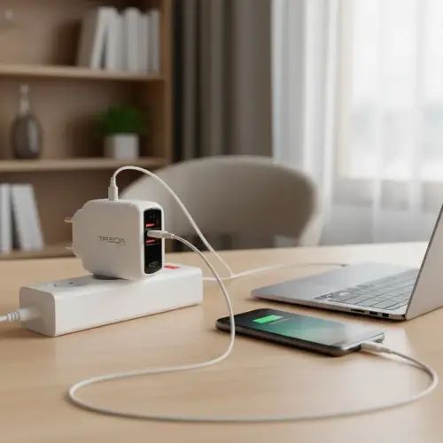 CARGADOR TREQA 2xUSB CON DISPLAY 5V 3.1A 100-240V ABS - imagen 3