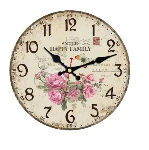 Reloj para pared redondo con diseño floreal 30cm - imagen principal