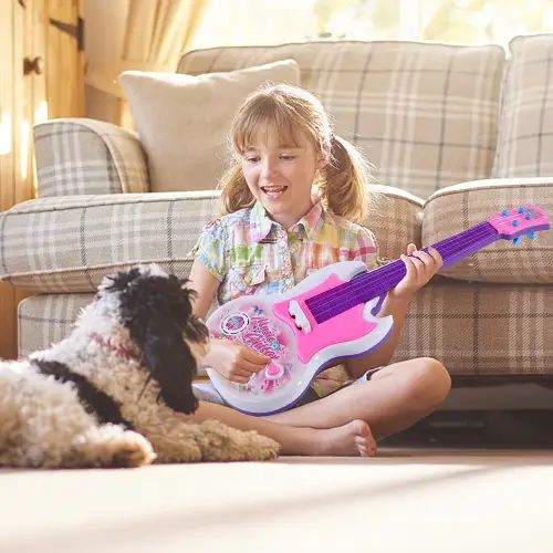 SET MICRÓFONO HASTA 90cm Y GUITARRA 39x15cm CON LUCES Y SONIDO - imagen 4