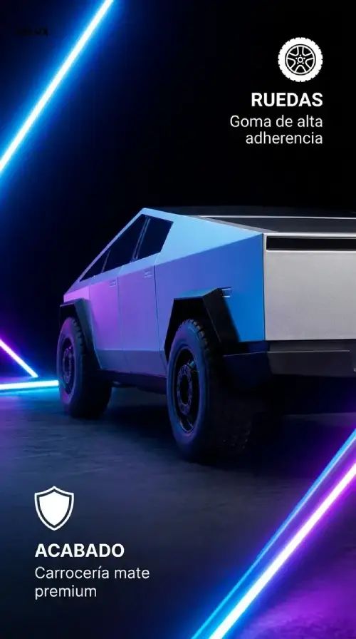AUTO CYBERTRUCK A CONTROL REMOTO ESTACIÓN DE CARGA USB LUCES LED 24.5x8.5x9cm - imagen 3