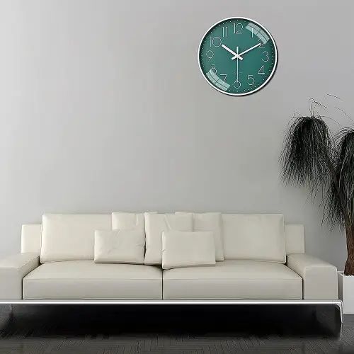 RELOJ DE PARED REDONDO QUARTZ NÚMEROS GRANDES MARCO PLATEADO - imagen 2