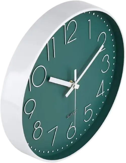 RELOJ DE PARED REDONDO QUARTZ NÚMEROS GRANDES MARCO PLATEADO - imagen 1