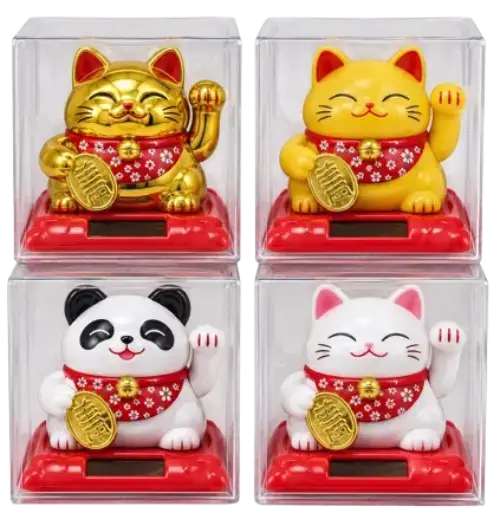 GATO DE LA SUERTE SOLAR 4 MODELOS DIFERENTES 9x7x8cm - imagen 1