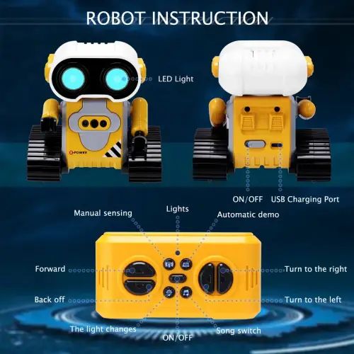 ROBOT A CONTROL REMOTO PROGRAMABLE CONTROL POR GESTOS LUCES LED Y MÚSICA 360° 12x12x8.5cm - imagen 3