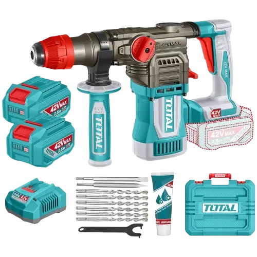 ROTOMARTILLO INALÁMBRICO 42V 2.5J SDS PLUS C/CARGADOR, MALETÍN Y 2 BATERÍAS 2.5Ah INDUSTRIAL