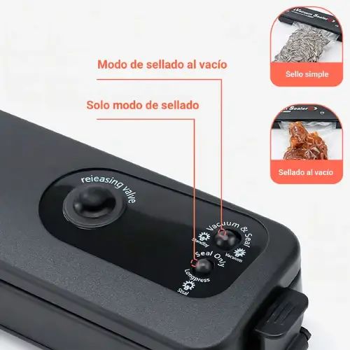 SELLADORA DE HASTA 10 BOLSAS AL VACÍO LED ABS 220V 90W 35x6.8x4.8cm - imagen 2
