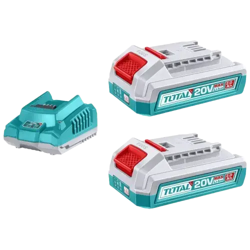 KIT/SET 2 BATERÍAS LITIO-ION 2.0Ah 20V + CARGADOR RÁPIDO 2A INDUSTRIAL - imagen 1