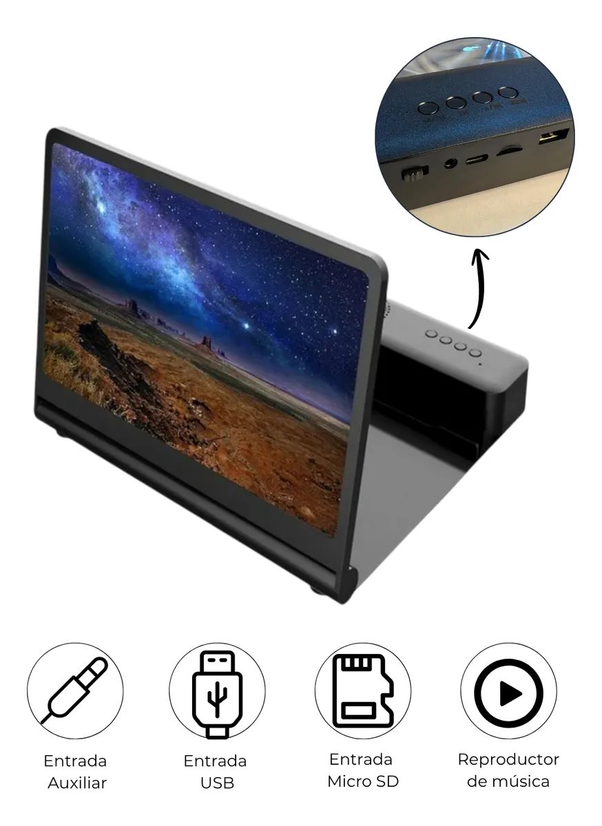 Amplificador De Pantalla Celular Con Bluetooth Y Parlantes - imagen 2