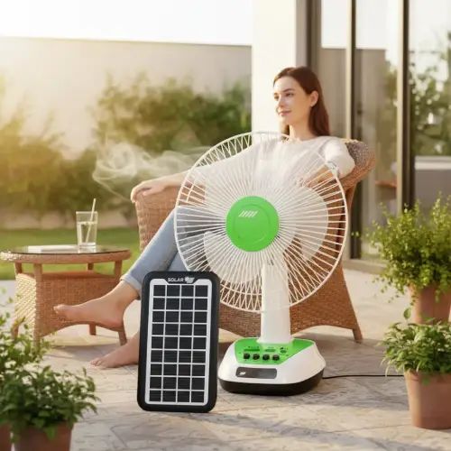 VENTILADOR INALÁMBRICO CON PANEL SOLAR 16'' 9V 3.5W 6V 4500mAh 51.5x22x34cm 220V - imagen 3