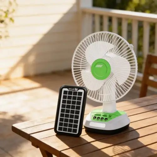 VENTILADOR INALÁMBRICO CON PANEL SOLAR 16'' 9V 3.5W 6V 4500mAh 51.5x22x34cm 220V - imagen 4