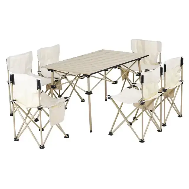 Juego De Mesa Portátil Plegable Para Acampar Al Aire Libre De 6 Sillas - imagen 1