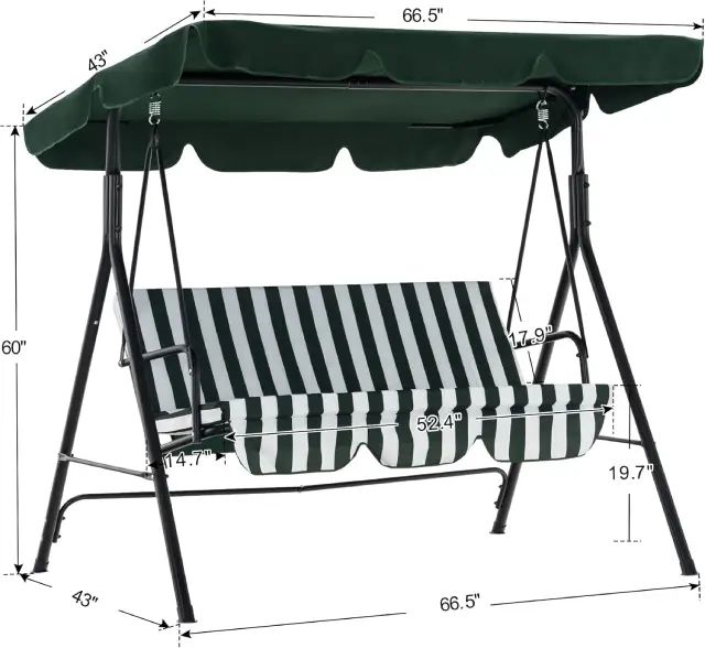 Hamaca Columpio De Patio Para 3 Personas Con Toldo - imagen 3