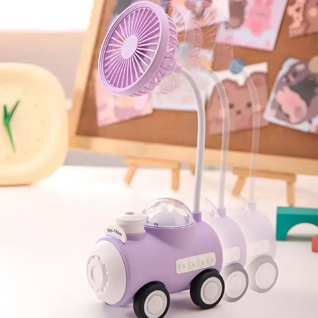Mini Ventilador Escritorio Recargable USB Con Luz Y Sacapuntas - imagen 2