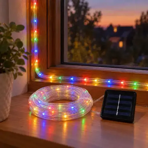 LUCES MULTICOLOR x100 TUBO 10mts c/PANEL SOLAR 6.8x6.3cm - imagen 3