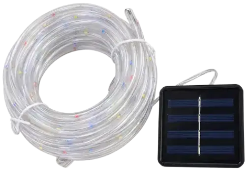 LUCES MULTICOLOR x100 TUBO 10mts c/PANEL SOLAR 6.8x6.3cm - imagen 1