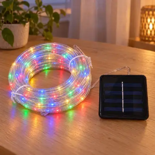 LUCES MULTICOLOR x100 TUBO 10mts c/PANEL SOLAR 6.8x6.3cm - imagen 4