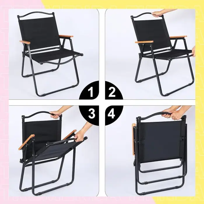 Silla Playera Línea Italiana Plegable de Acero Lona con apoyabrazos de Bambú para 120KG - imagen 4