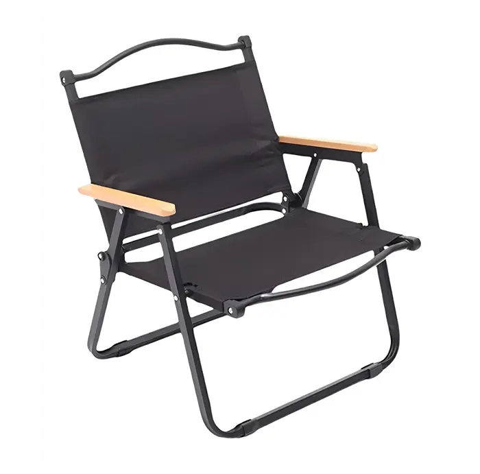 Silla Playera Línea Italiana Plegable de Acero Lona con apoyabrazos de Bambú para 120KG - imagen principal