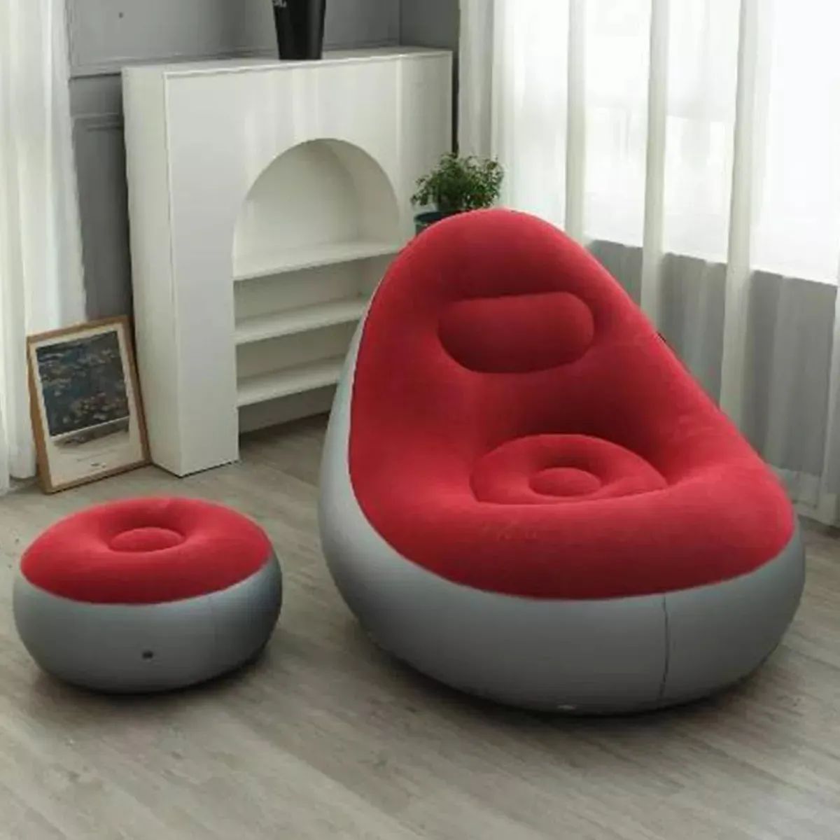 Puff Inflable con Reposa Pies Sillón + Inflador  - imagen 2