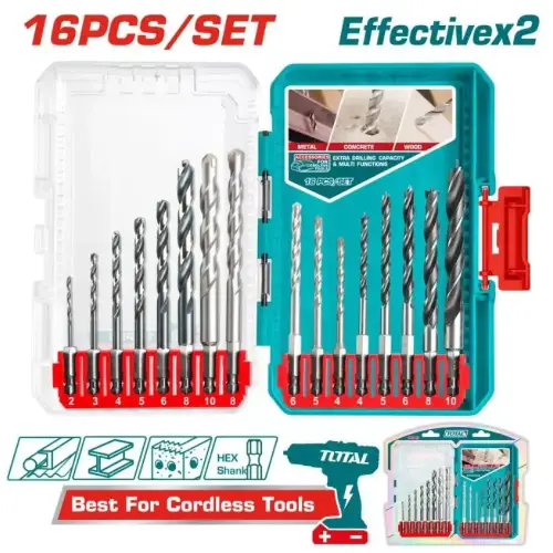 KIT/SET 16 MECHAS c/ENCASTRE HEX ¼" PARA METAL, HORMIGÓN, MADERA INDUSTRIAL - imagen 2